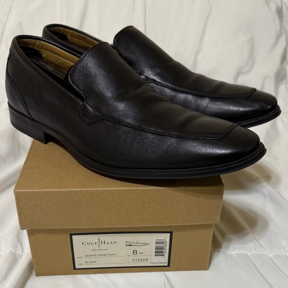 Cole Haan Men's Classic Black Slip-On Loafers Adams Venetian II size 8